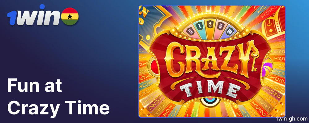 1win bonuses for Crazy Time game available to players from Ghana
