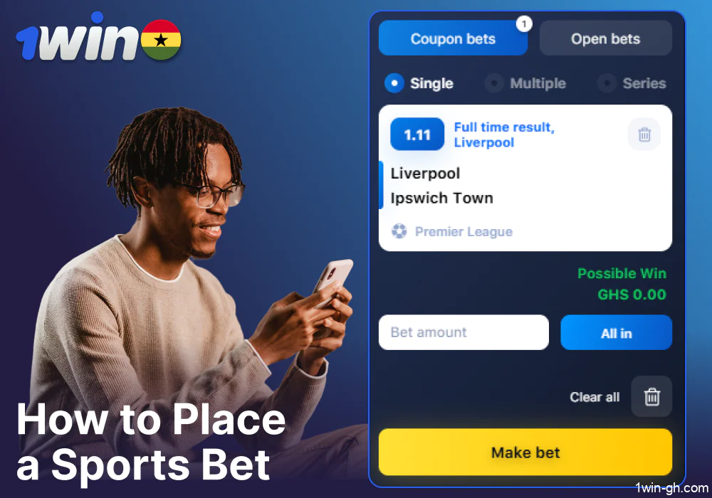 Guide on making sports bets on 1win Ghana