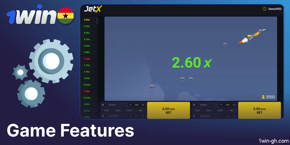 The key features of Jet X game on 1win Ghana
