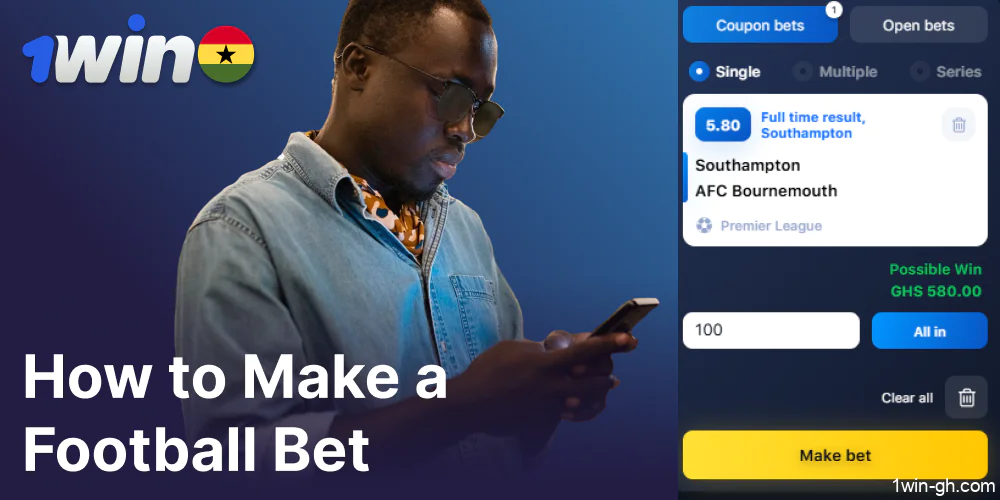Guide on making football bets on 1win for players from Ghana