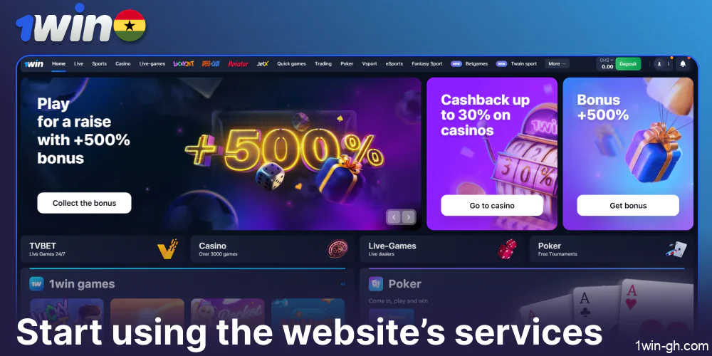 Start using the 1win website’s services